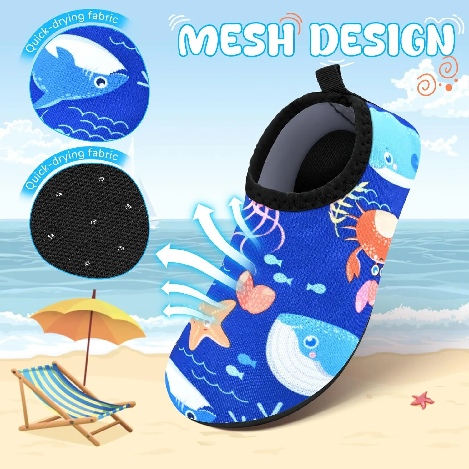 Kids Boys Girls Swim Water Shoes, Toddler Kids Swim Water Shoes Non-Slip Quick Dry Beach Shoes,Barefoot Sports Shoes Aqua Socks for Beach Outdoor Sports