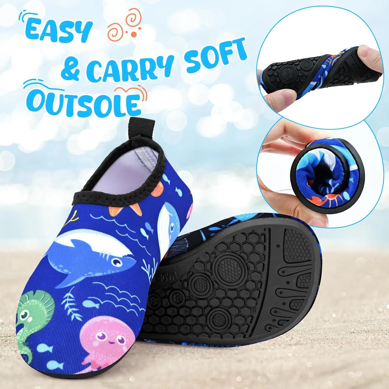Kids Boys Girls Swim Water Shoes, Toddler Kids Swim Water Shoes Non-Slip Quick Dry Beach Shoes,Barefoot Sports Shoes Aqua Socks for Beach Outdoor Sports