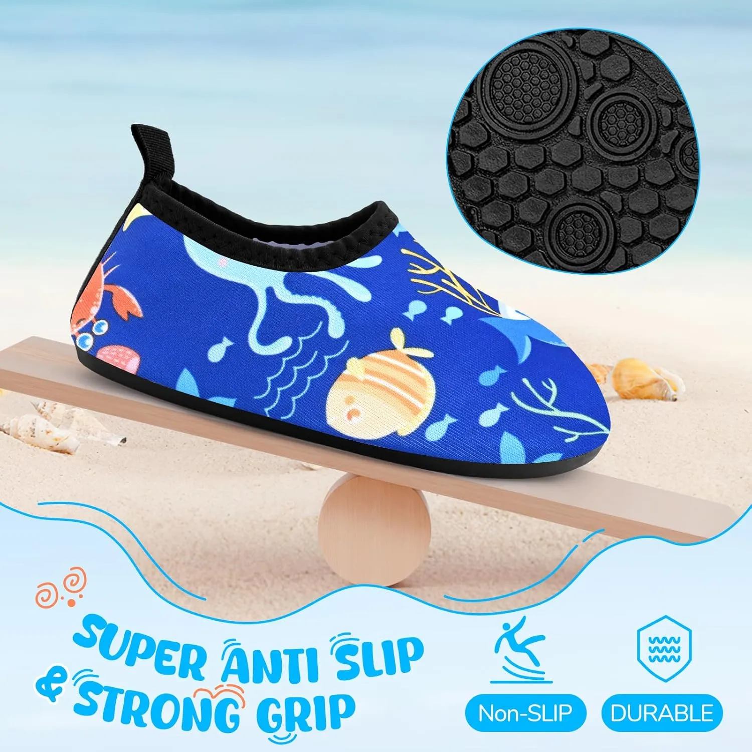 Kids Boys Girls Swim Water Shoes, Toddler Kids Swim Water Shoes Non-Slip Quick Dry Beach Shoes,Barefoot Sports Shoes Aqua Socks for Beach Outdoor Sports