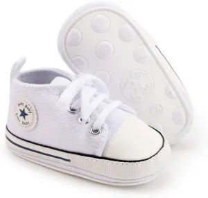 KIDSUN Unisex Baby Boy Girl Canvas Sneaker Soft Sole Infant Lace up Newborn Ankle Toddler First Walkers Crib Shoes