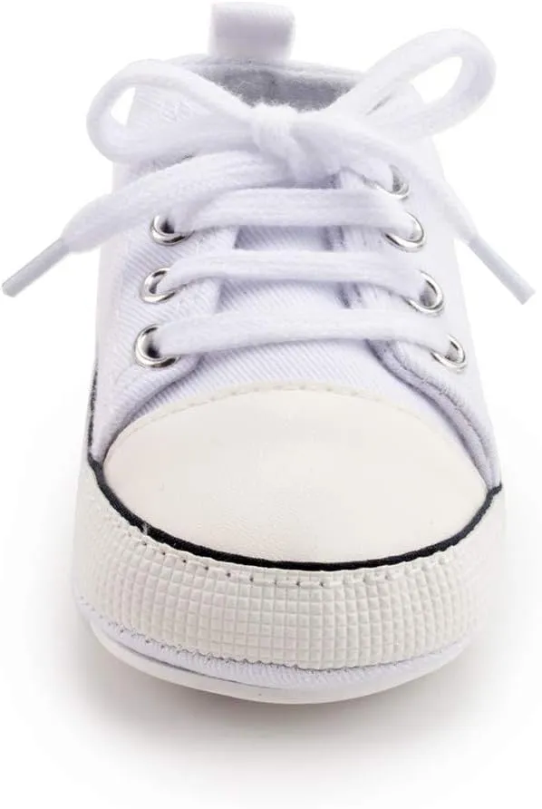 KIDSUN Unisex Baby Boy Girl Canvas Sneaker Soft Sole Infant Lace up Newborn Ankle Toddler First Walkers Crib Shoes
