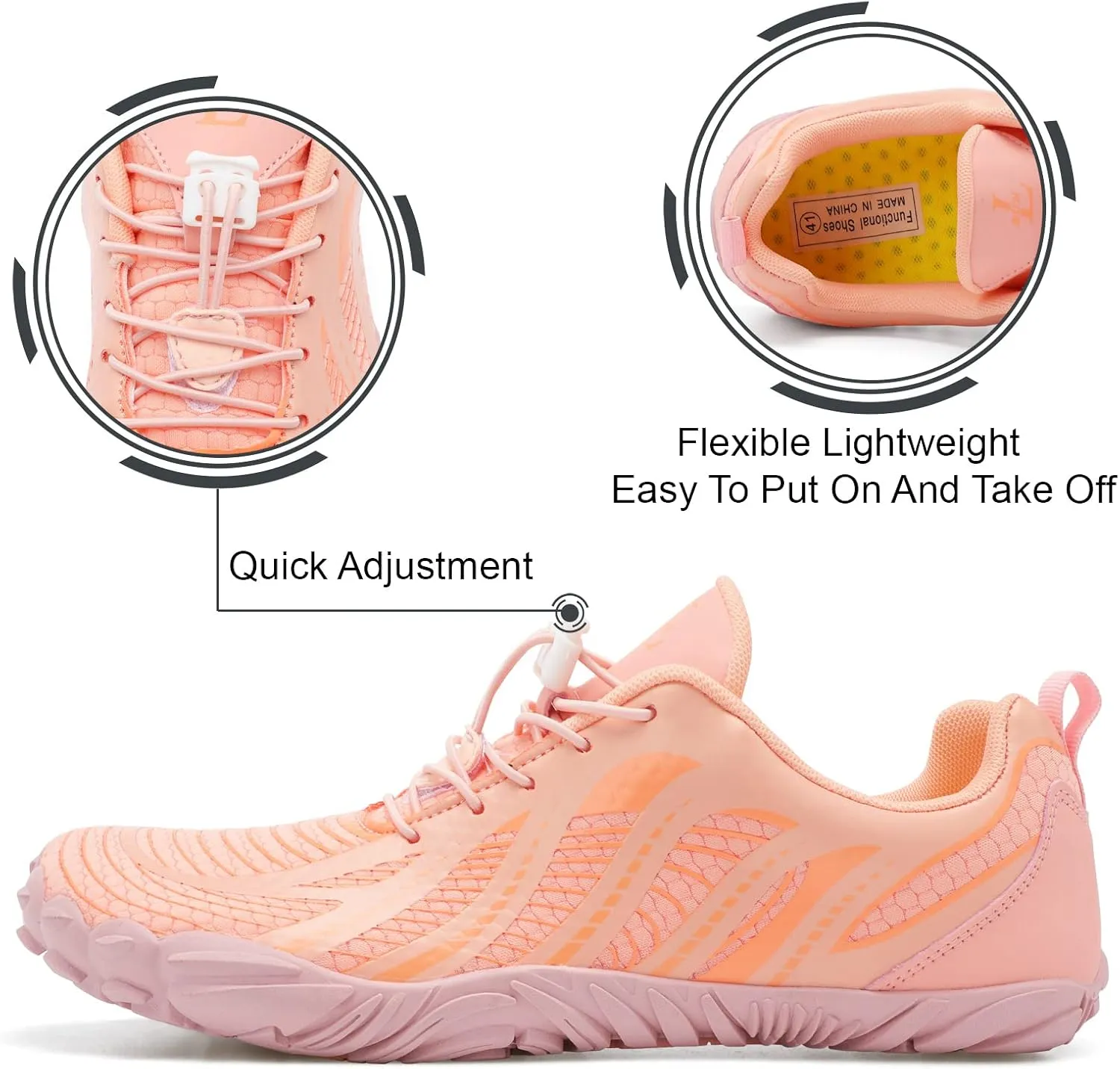 L-RUN Barefoot Water Shoes Women Mens Aqua Sock Athletic Hiking Water Sports Shoes for Swim Beach Pool Sand Diving Walking