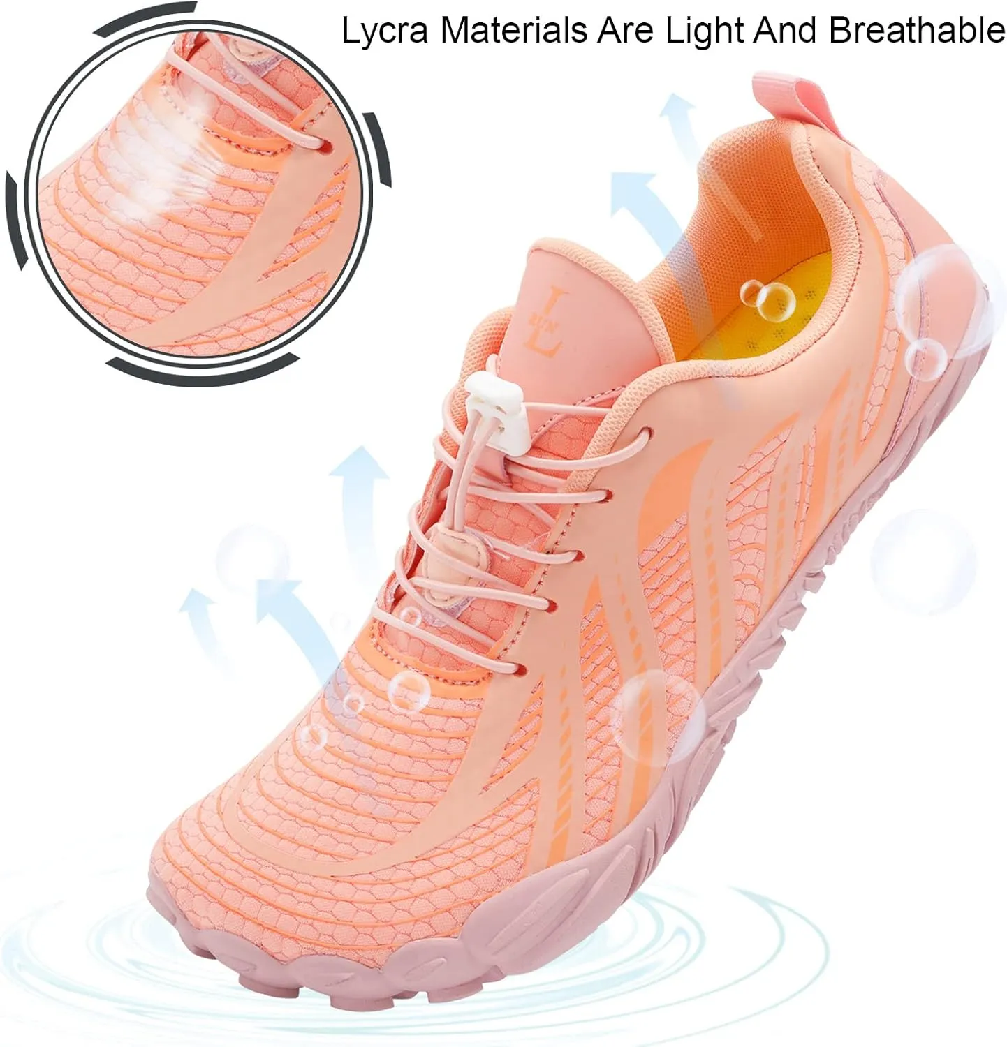 L-RUN Barefoot Water Shoes Women Mens Aqua Sock Athletic Hiking Water Sports Shoes for Swim Beach Pool Sand Diving Walking