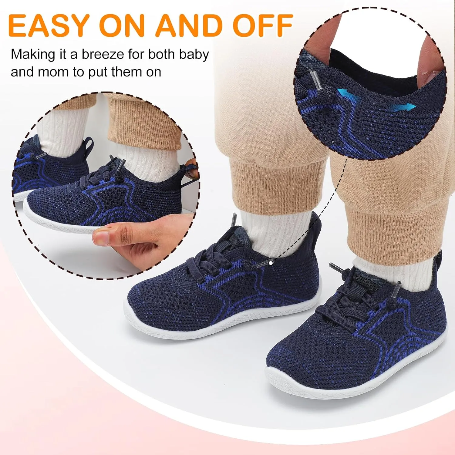 L-RUN Toddler Boys Girls Tennis Shoes Breathable Comfortable Barefoot Wide Summer School Walking Sneakers Baby First Walking Shoes