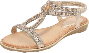 Ladies Summer Fashion Hollow Rhinestone Flat Bottom Bohemian Comfortable Large Size Womens Leopard Print Sandals Size 8