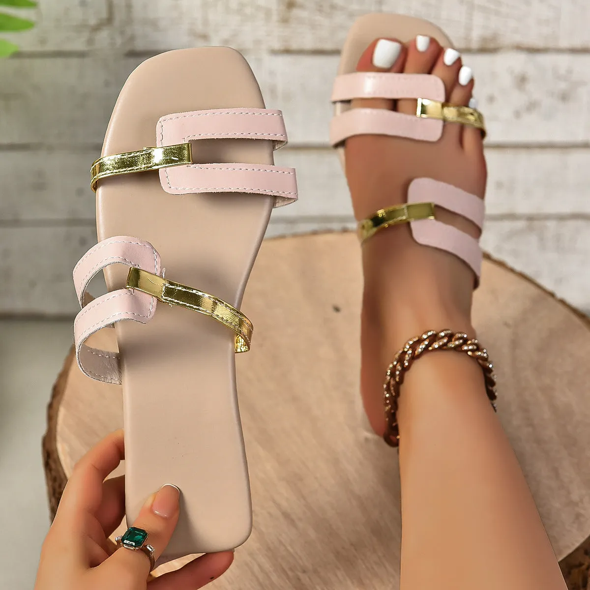 Large Size Asymmetric Flat Sandals