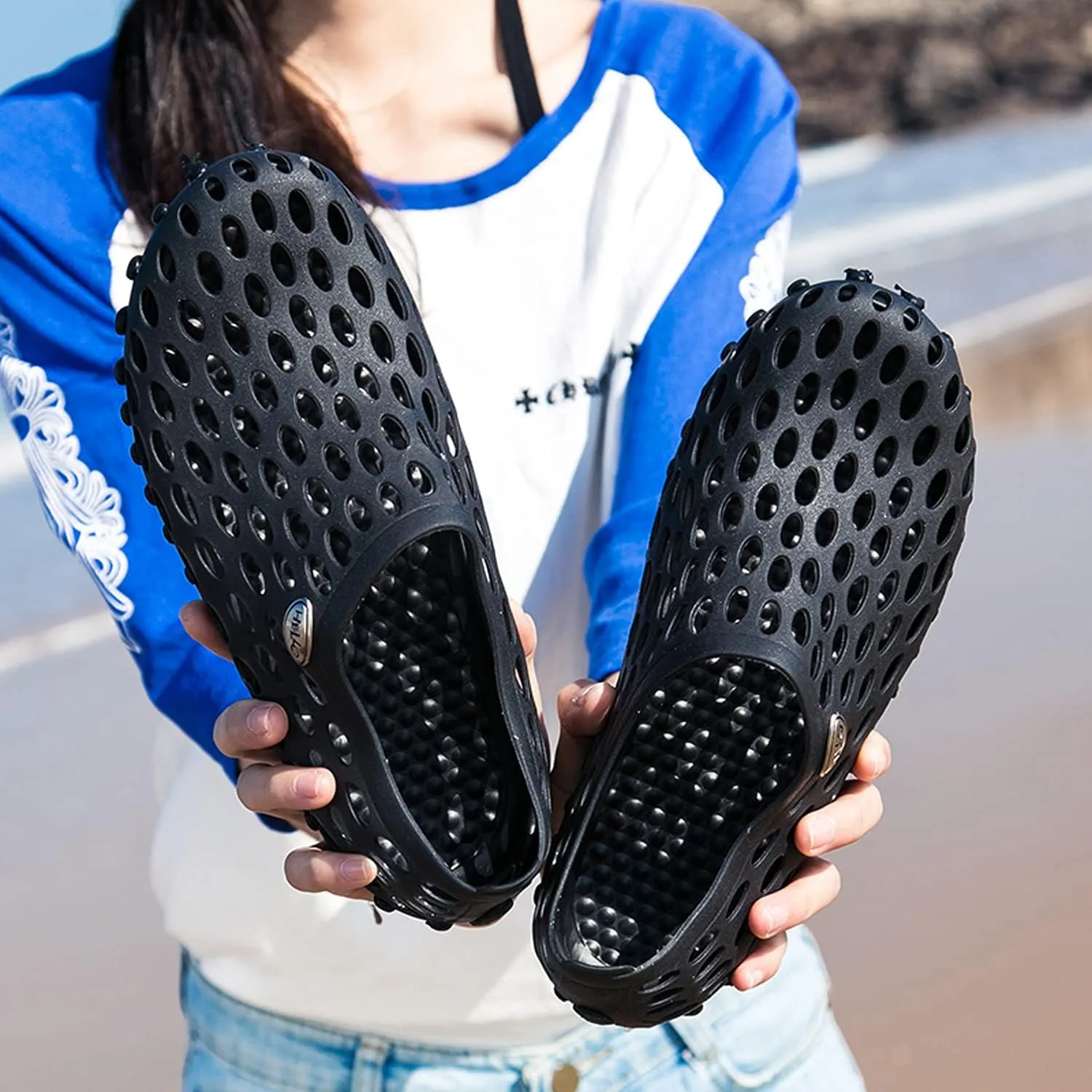 LIBINXIF Women's Men's Mesh Breathable Quick-Drying Beach Slippers Anti-Slip Garden Clogs Mules Shoes Shower Shoes Water Walking Shoes