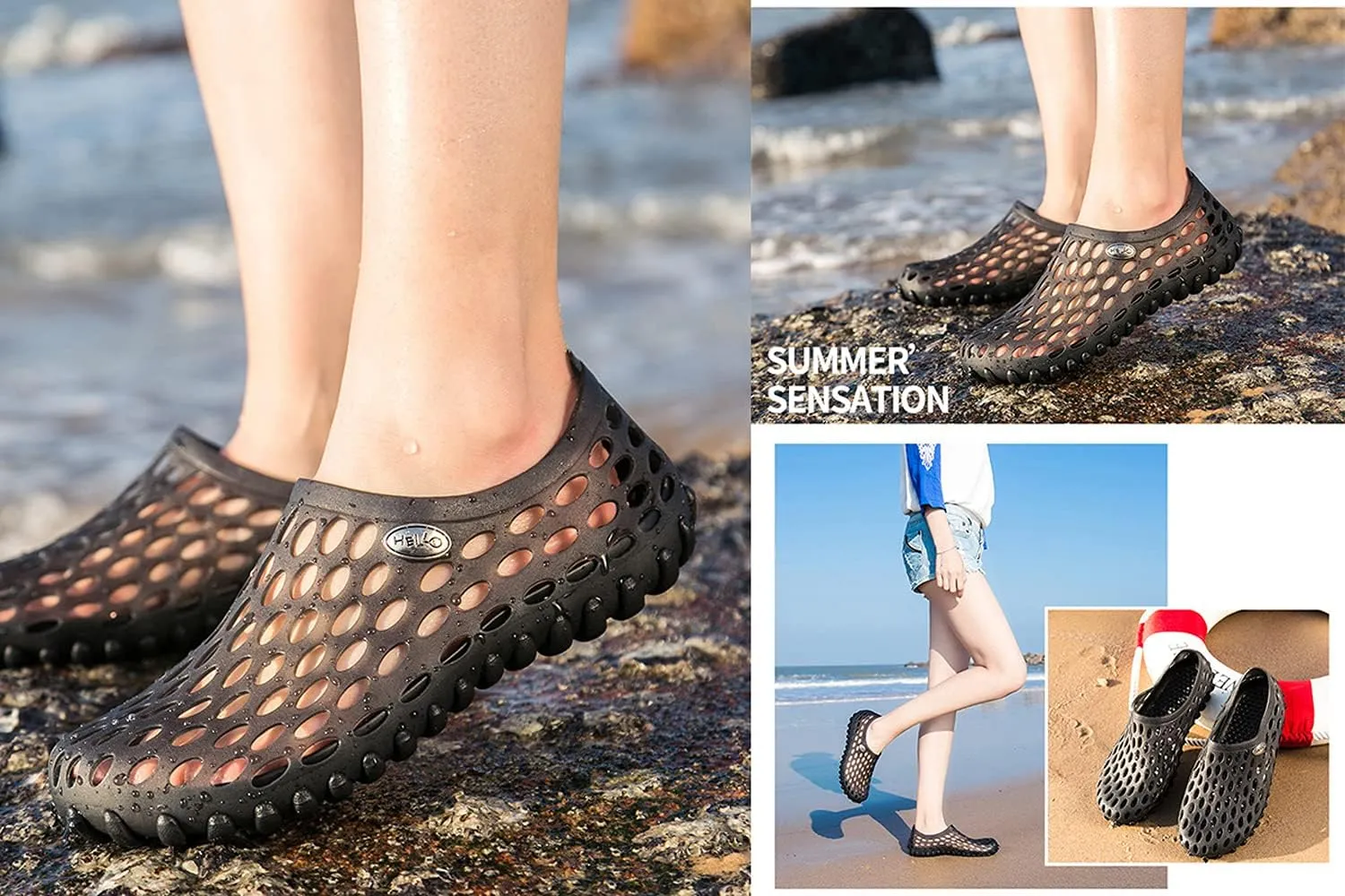LIBINXIF Women's Men's Mesh Breathable Quick-Drying Beach Slippers Anti-Slip Garden Clogs Mules Shoes Shower Shoes Water Walking Shoes