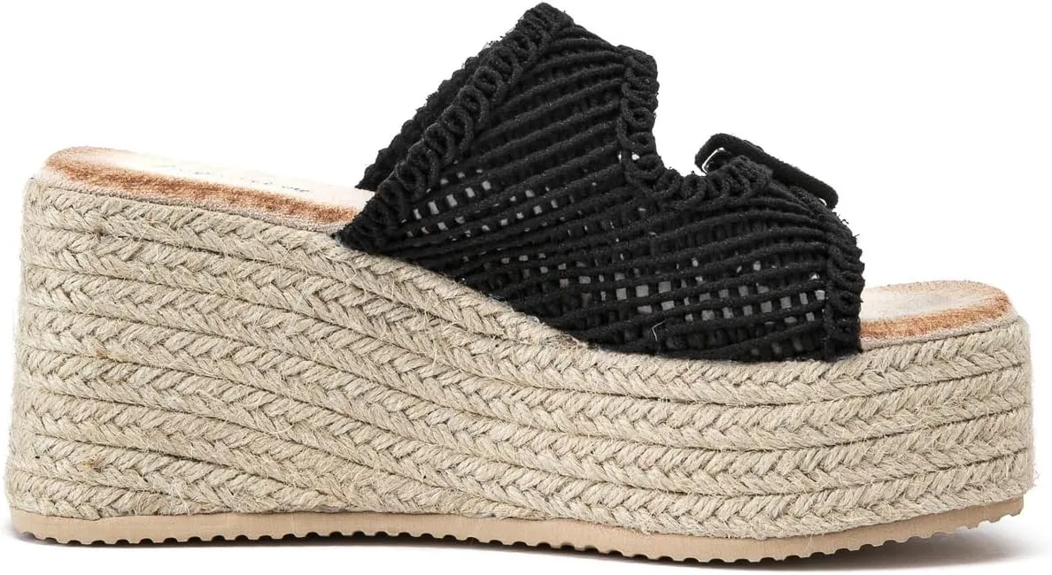 Lryweisy Women's Platform Sandals Woven Upper Espadrille Sandals Comfortable Wedges Slides with Adjustable Buckle