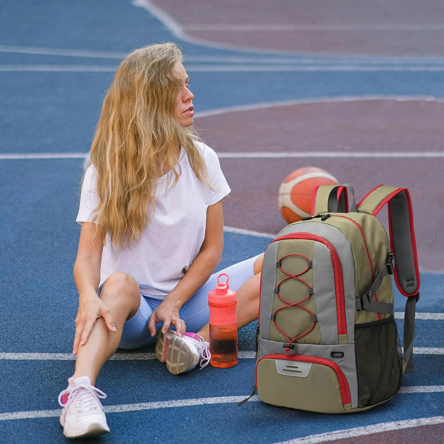 Lyweem Basketball Backpack Soccer Bag Adult with Ball Holder, Laptop & Shoe Compartment, 35L Large Gym Sports Backpack for Men Women Training Equipment Bags for Athletic Football Volleyball, Green