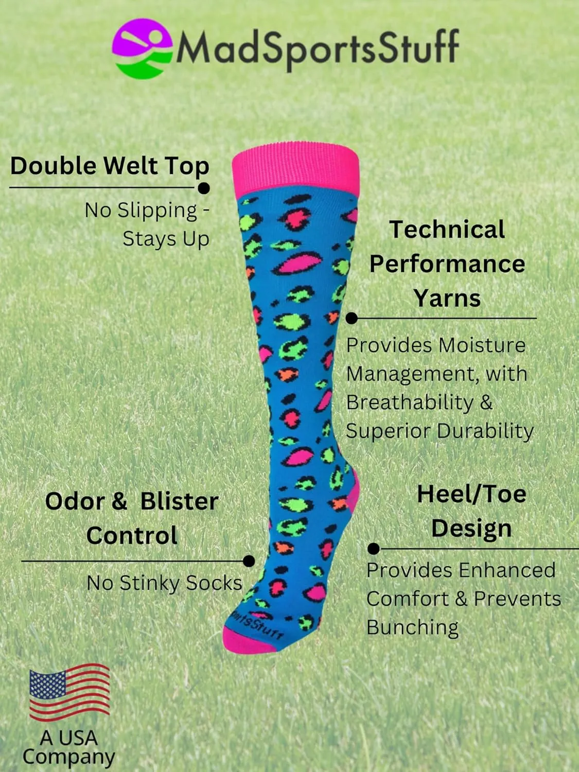 MadSportsStuff Exotic Leopard Over The Calf Athletic Socks