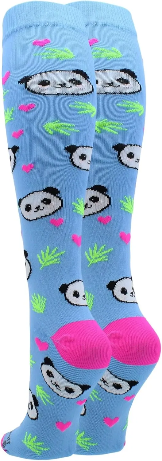 MadSportsStuff Happy Panda Bear Soccer Socks for Girls Boys Kids Women Youth Over the Calf Gift Accessories