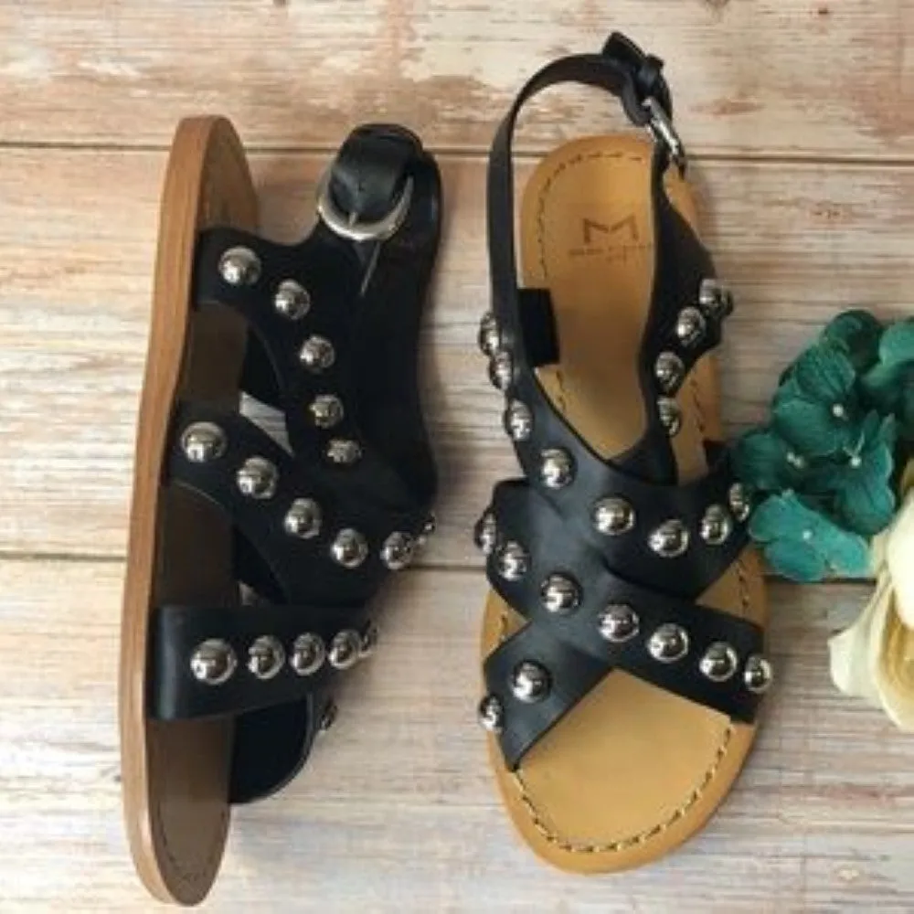 MARC FISHER Prancer Black Studded Sandal 6.5M