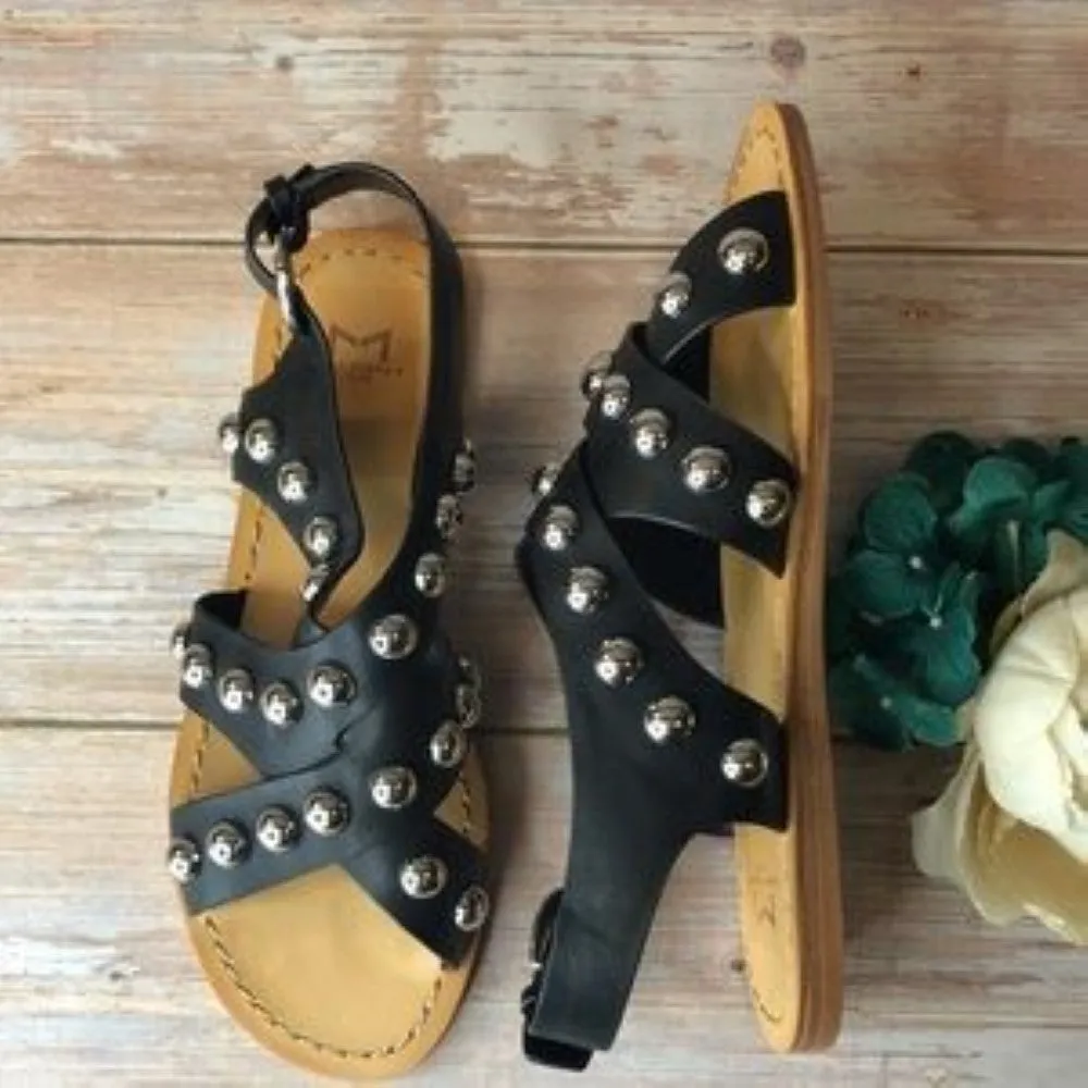 MARC FISHER Prancer Black Studded Sandal 6.5M
