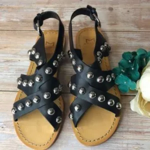 MARC FISHER Prancer Black Studded Sandal 6.5M