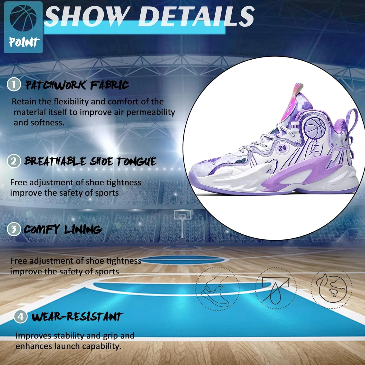 Men Basketball Shose Breathable Fashion Sneakers Non Slip Sport Shoes