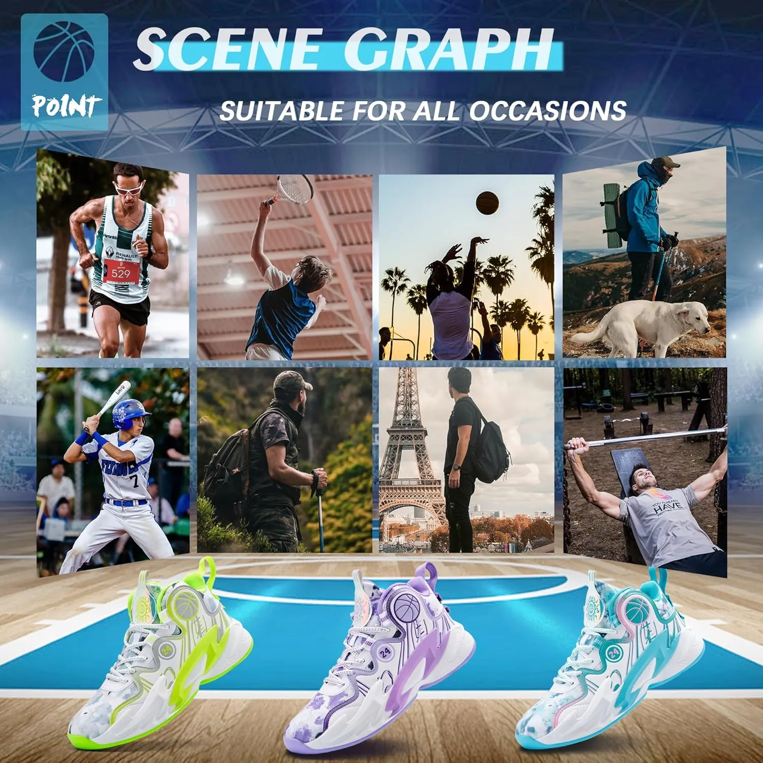 Men Basketball Shose Breathable Fashion Sneakers Non Slip Sport Shoes