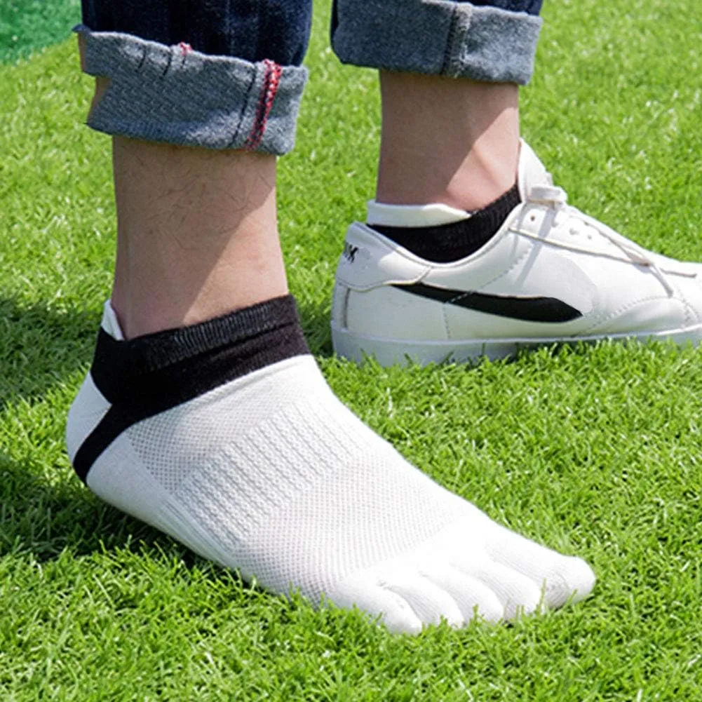 Men Toe Socks No Show Cotton Low Cut Athletic Running 5 Finger Wicking 9 Pack