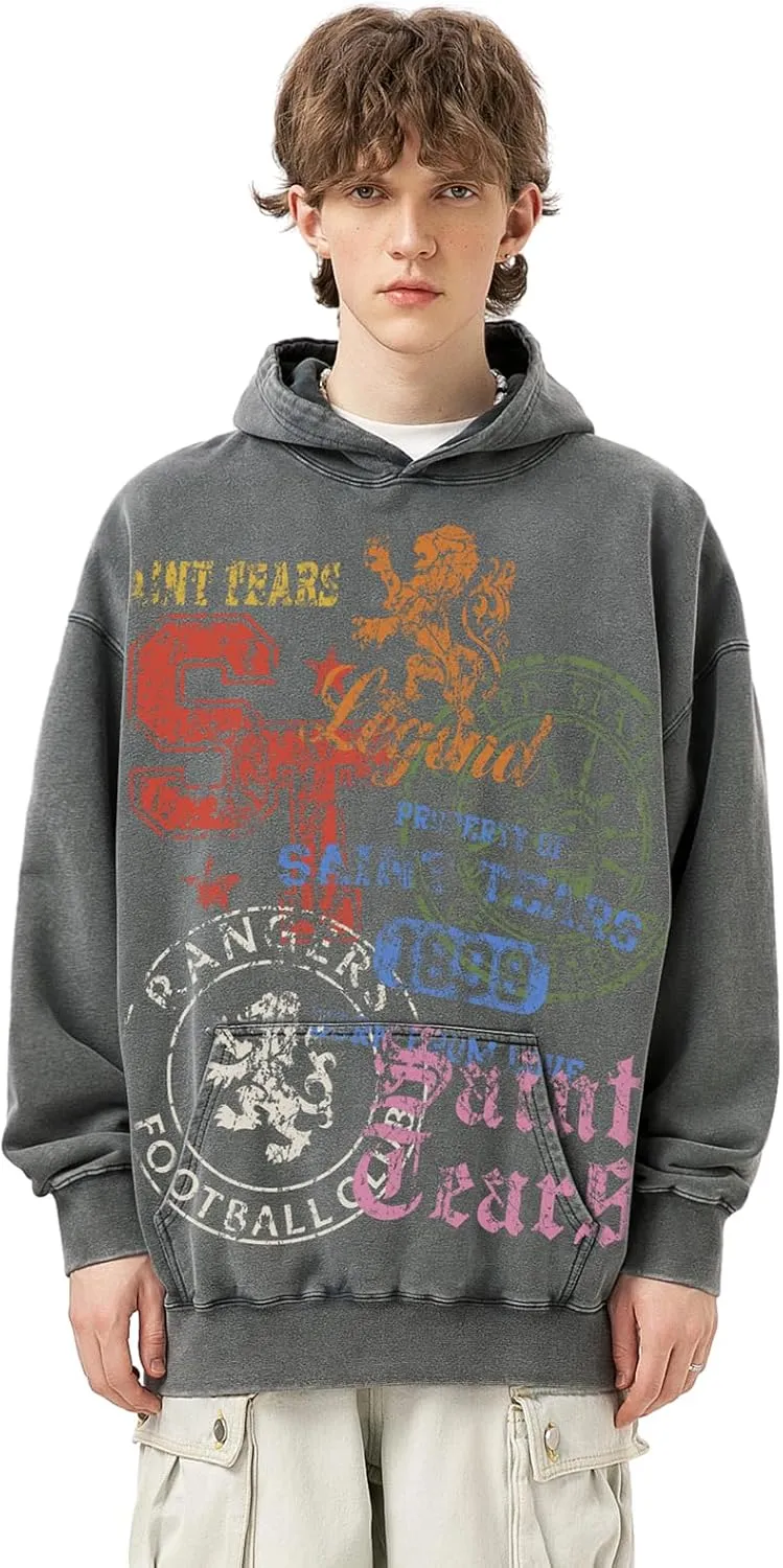 Men's 3D Graphic Print Hooded Casual Oversized Hoodies Pink&Grey Mix Special Color Long Sleeve For Unisex