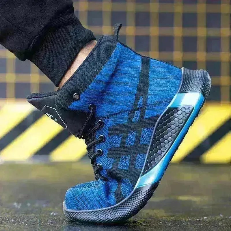 Men's Anti Smash Anti Puncture Work Warm Thickened Lace-up Safety Shoes