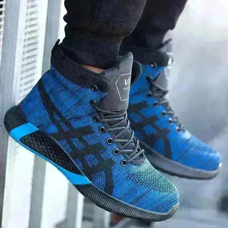 Men's Anti Smash Anti Puncture Work Warm Thickened Lace-up Safety Shoes