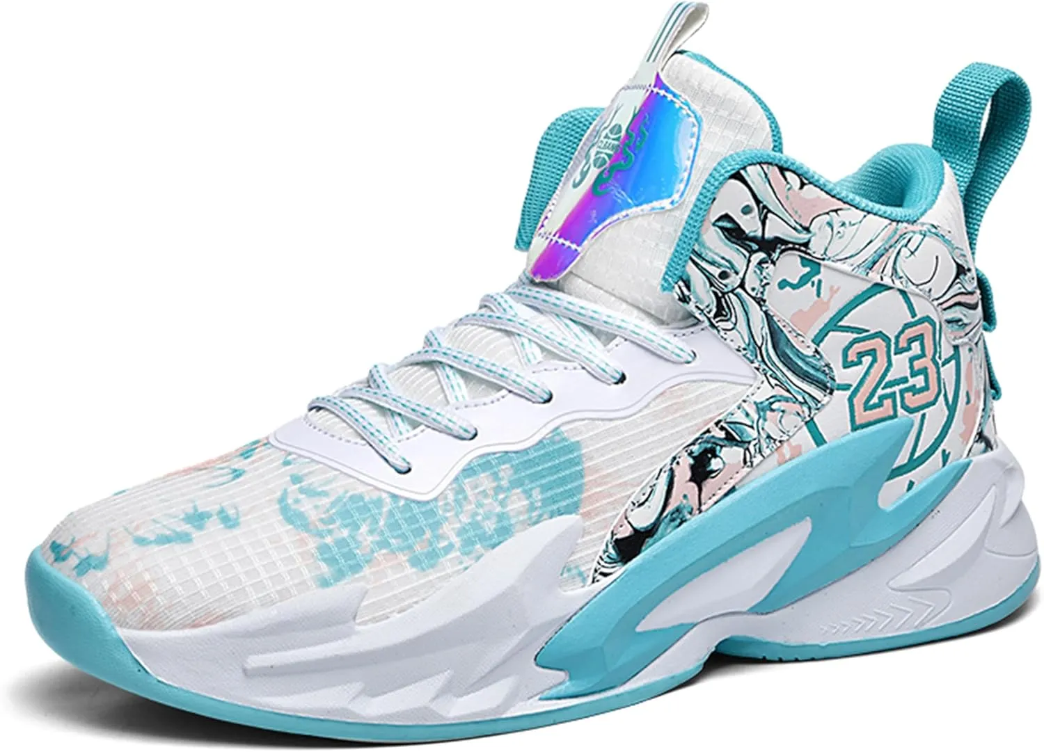 Men's Basketball Shoes Anti-Slip and Wear-Resistant Soles Running Shoes Graffiti Design Fashionable Sports Shoes