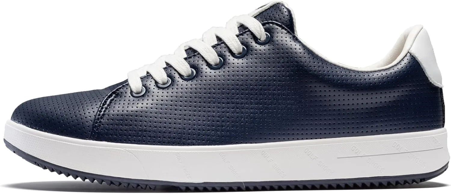Men's Golf Shoes Professional Spikeless Leather Sneakers Non Slip Low Top Lightweight Comfort Travel Walking Shoes