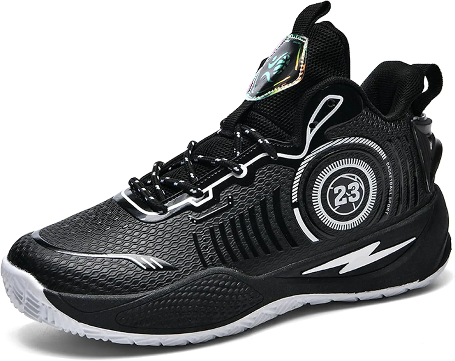 Men's High-Top Basketball ShoesWear-Resistant and Anti-Slip Soles Running Shoes Graffiti Design Fashionable Sports Shoes