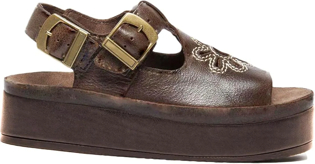 Mens personalized embroidered flower sandals with adjustable buckle back strap, comfortable summer open toe slip-on, slingback T-strap beach sandals.