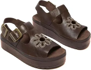 Mens personalized embroidered flower sandals with adjustable buckle back strap, comfortable summer open toe slip-on, slingback T-strap beach sandals.