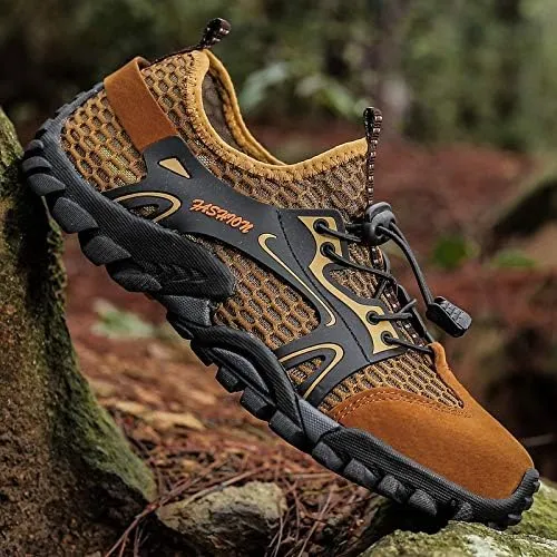 Mens Quick Dry Water Shoes, Mesh Hiking Trekking Outdoor Aqua Footwear, Camping, River Creek, Rainforest Hike,Beach