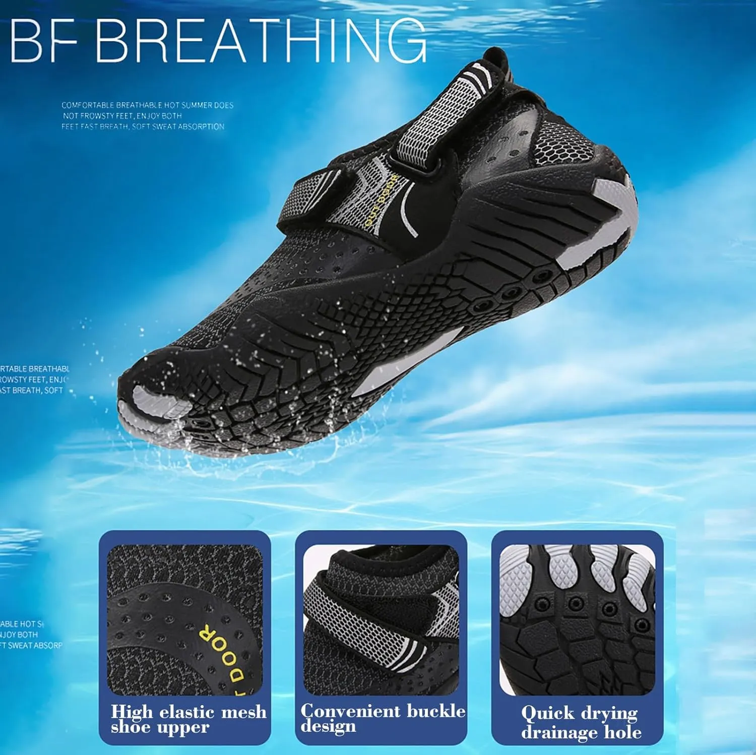Mens Size 9 Shoes Water Resistant Slip on for Men Women Mens Barefoot Water Shoes Water Shoes Women Wide Slip on Soft Beach Shoes for Pool Hiking Training Outdoor Water Sports