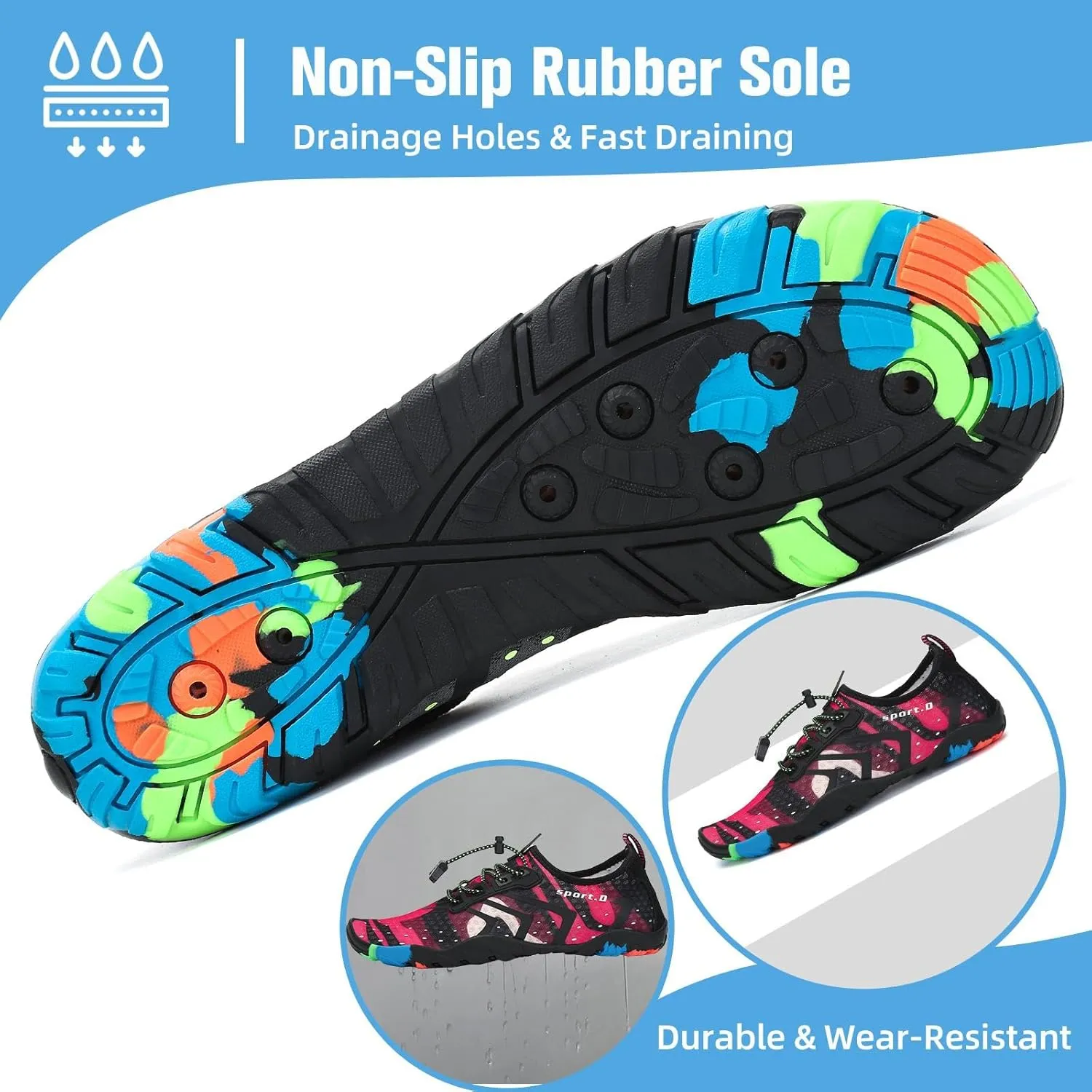 Mishansha Water Shoes for Women Men Barefoot Beach Shoe Quick Dry Aqua Swim Socks for Surfing Yoga Size 4.5-15 Women/3-13.5 Men
