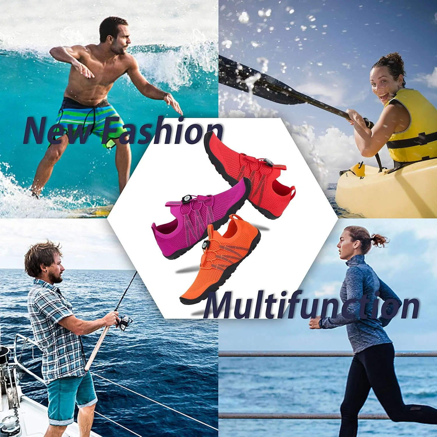 Mishansha Water Shoes for Women Men Barefoot Beach Shoe Quick Dry Aqua Swim Socks for Surfing Yoga Size 4.5-15 Women/3-13.5 Men