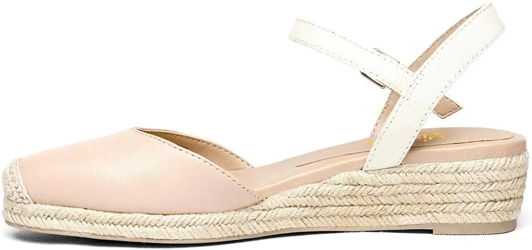 miss left Women Platform Closed Rounded Toe Espadrille Sandal Ankle Strap Mid Heeled Wedges Summer Holidays Dress Shoes Size 4-16 US