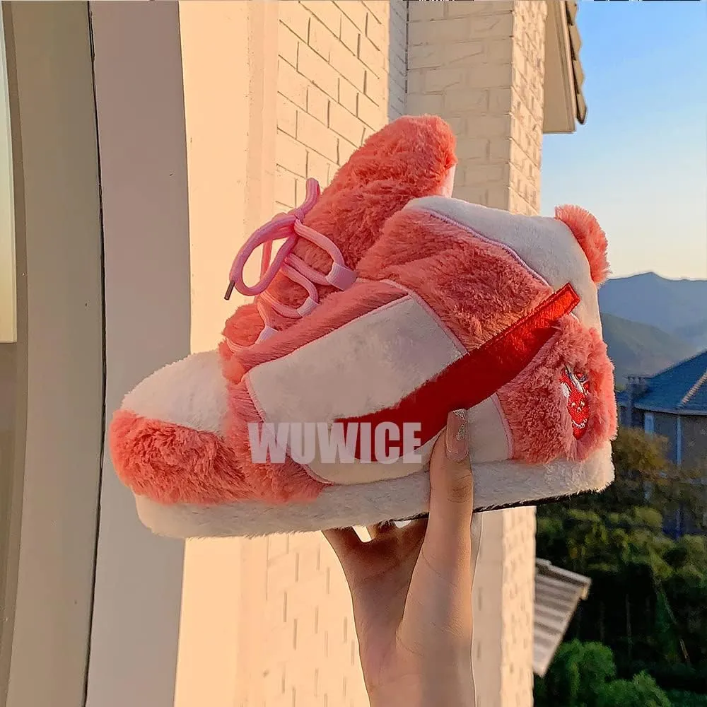 MOLERFO Sneaker Slippers Non Slip Sole Indoor House Plush Slippers Unisex Indoor Floor Cotton Shoes