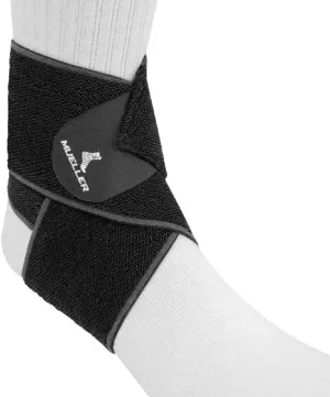 MUELLER Sports Medicine Easy Grip Adjustable Ankle Wrap, Ankle Pain Relief Support for Men and Women, Ideal for Sprains, Strains, Arthritis, Black, One Size