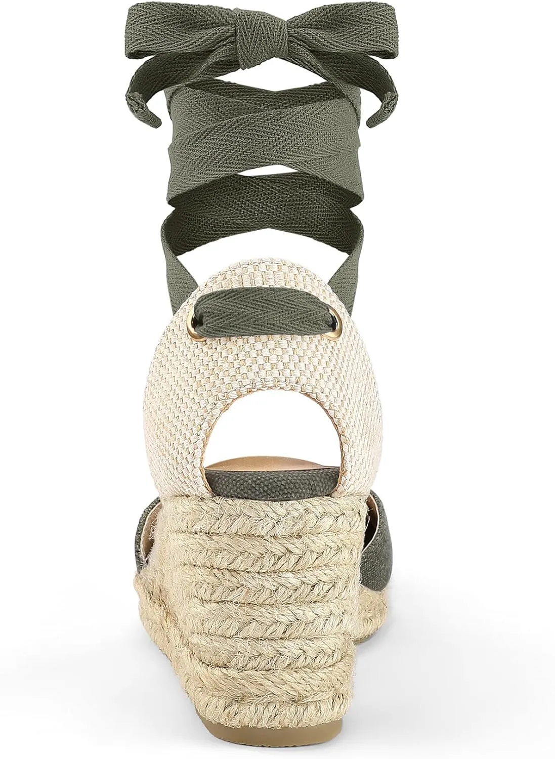 mysoft Women's Espadrille Platform Wedge Sandals Closed Toe Ankle Strap Lace up Summer Shoes