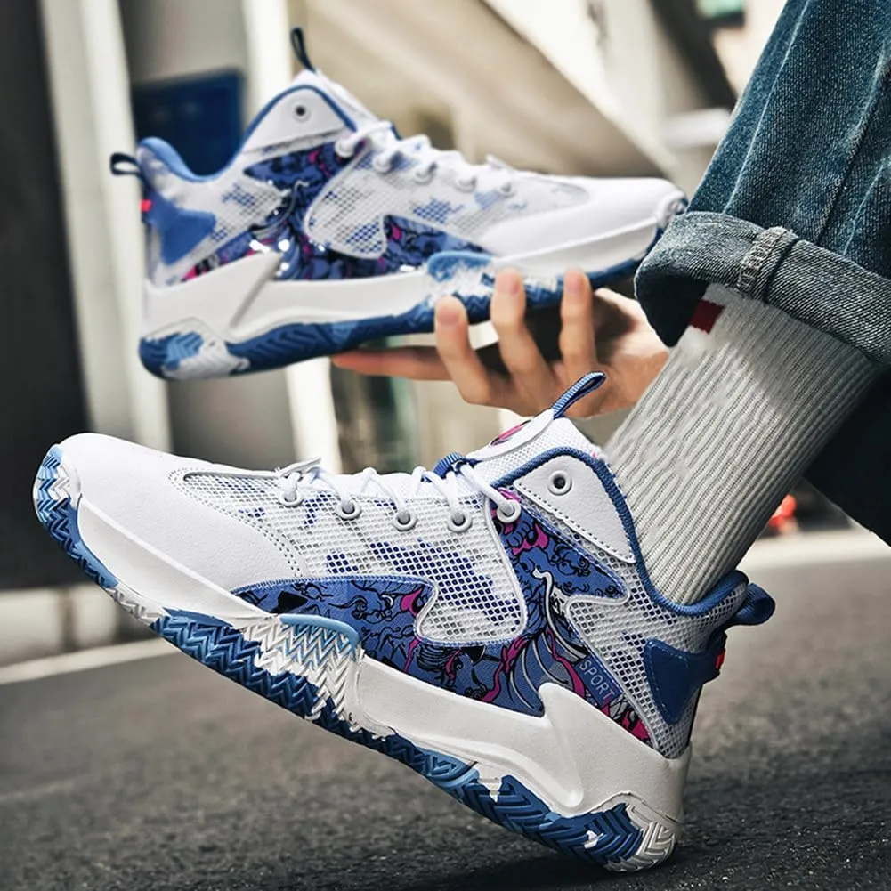 NCNDB Unisex Fashion Mesh Basketball Shoes High Top Anti Slip Breathable Practical Running Sneakers