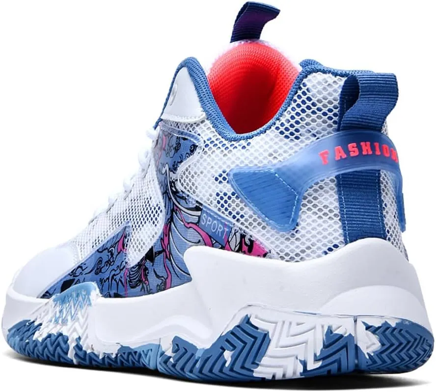 NCNDB Unisex Fashion Mesh Basketball Shoes High Top Anti Slip Breathable Practical Running Sneakers