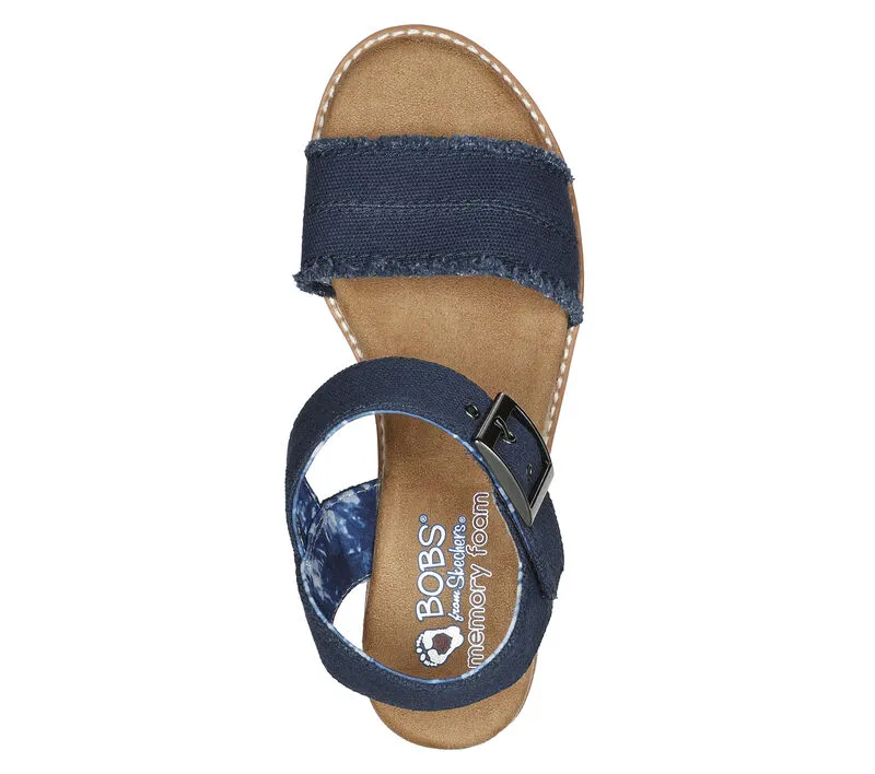NEW Women's SKECHERS BOBS DESERT KISS - ADOBE PRINCESS Navy CANVAS Sandals AUTHENTIC IN BOX