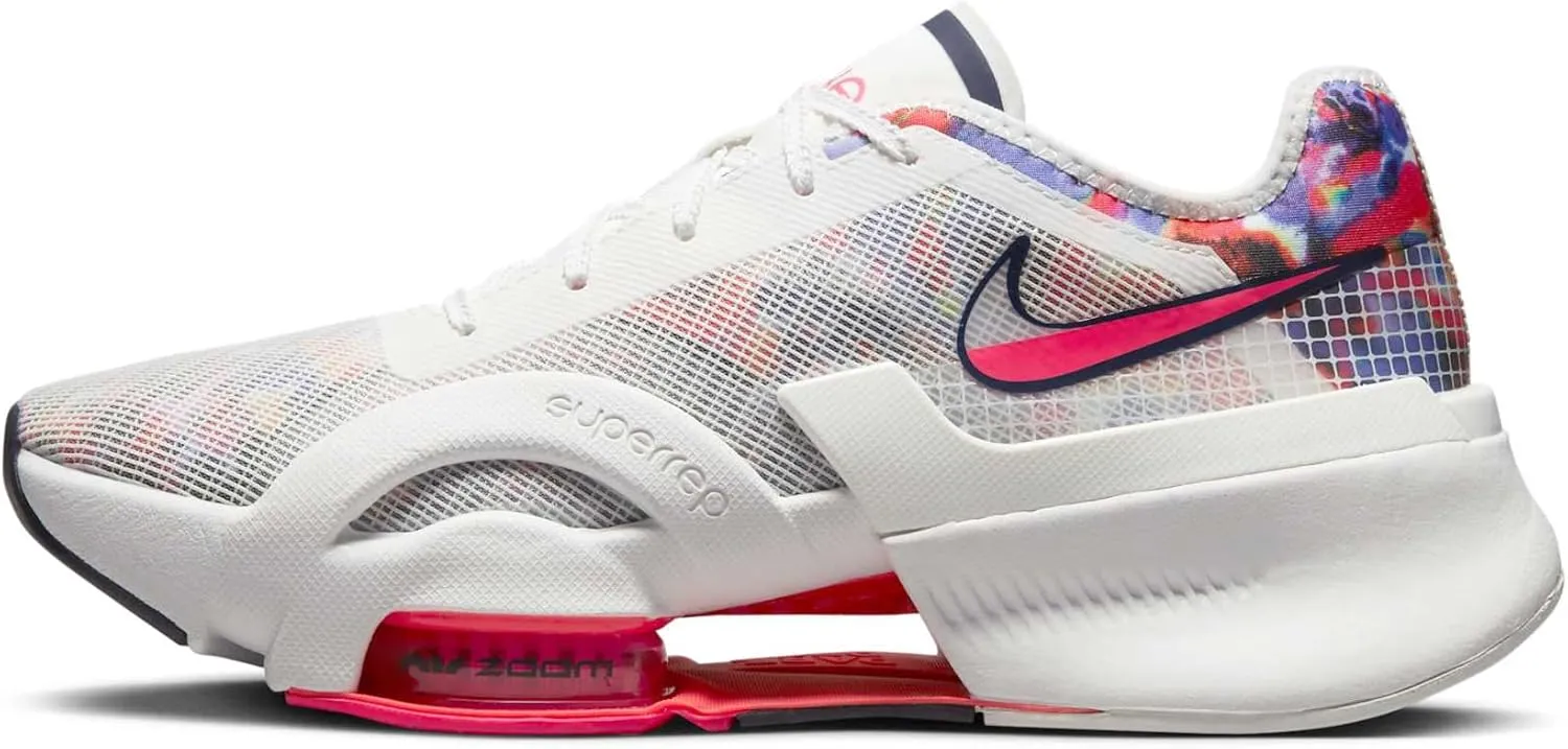 Nike Air Zoom SuperRep 3 Women's HIIT Class Shoes (Summit White/Blackened Blue/Bright Crimson/Hyper Pink, US Footwear Size System, Adult, Women, Numeric, Medium, 10.5)