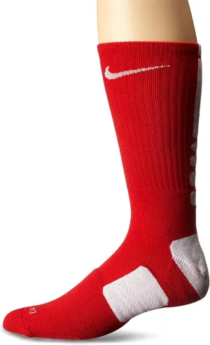 Nike Elite Basketball Crew University Red/White/White LG (Men's Shoe 8-12, Women's Shoe 10-13)