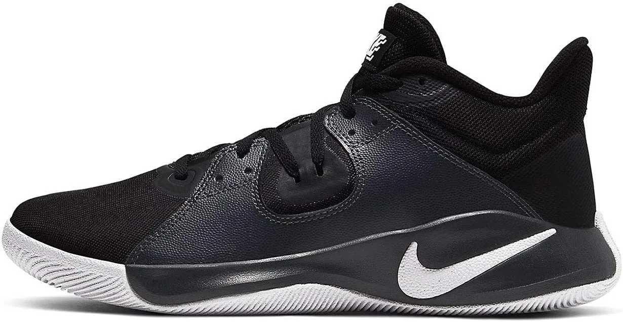 Nike Men Fly by Mid Basketball Shoe Black White Dark Smoke Grey Size 9.5