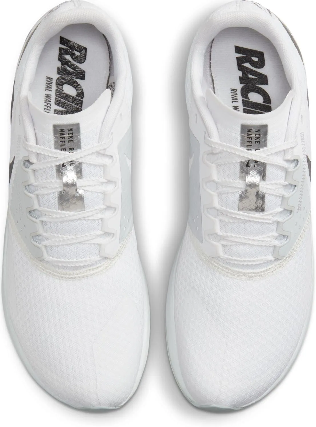 Nike Rival Waffle 6 Road and Cross-Country Racing Shoes (DX7998-100, White/Black-Pure Platinum)