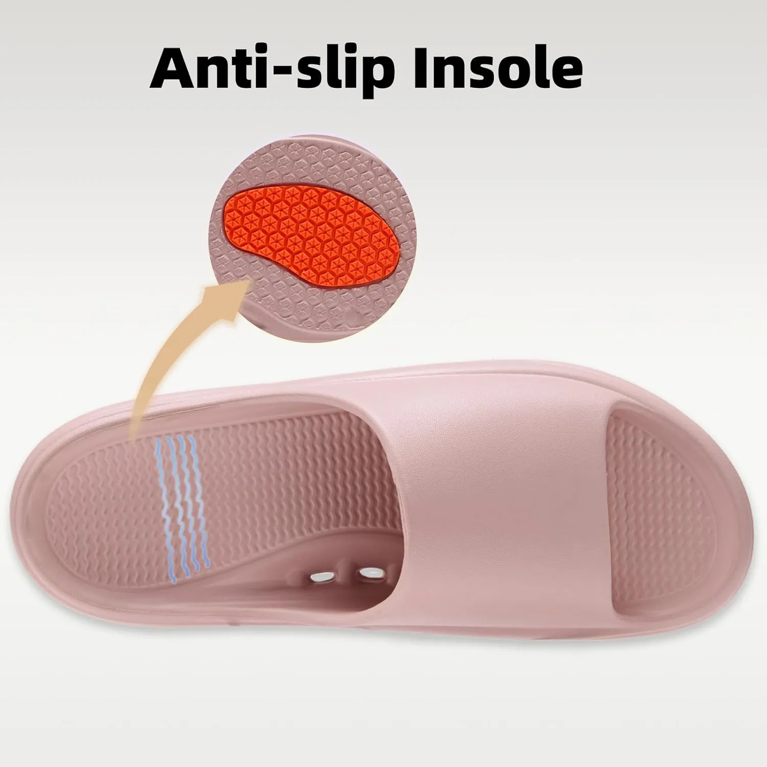 Non-Slip Shower Slippers for Men Women Cloud Slides Sandals Thick Sole House Beach Sliders Comfort Lightweight Pillow Shoes Easy to Clean Quick-Drying Pink Purple Brown Beige Khaki Grassgreen Lakegreen Black