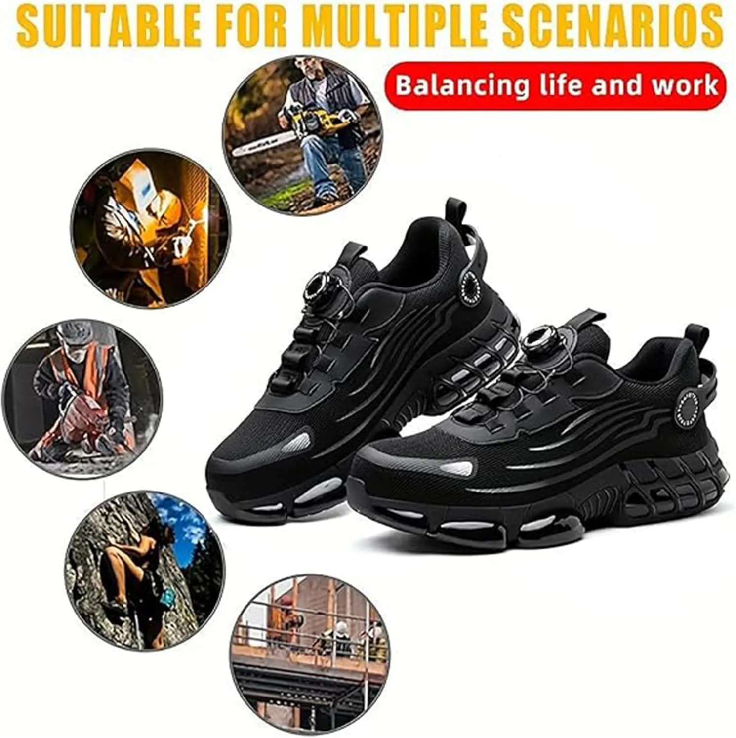 Noozier Safety Shoes, Noozier Safety Shoes Mens Steel Toe, Comfortable Steel Toe Shoe for Men, Puncture-Proof Steel Toes Safetys Shoe for Industrial Construction