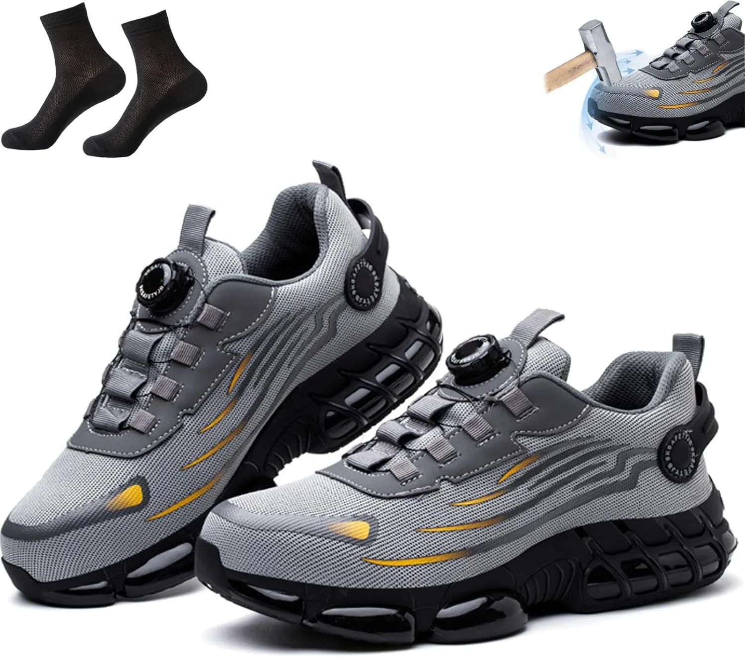 Noozier Safety Shoes, Noozier Safety Shoes Mens Steel Toe, Comfortable Steel Toe Shoe for Men, Puncture-Proof Steel Toes Safetys Shoe for Industrial Construction