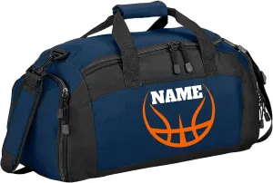 Personalized Sports Duffle Bag with Shoe Compartment (Basketball, Navy)