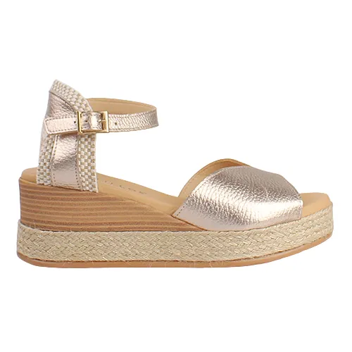 Pitillos Ladies Peep Toe Wedge Sandals - 10592 - Gold